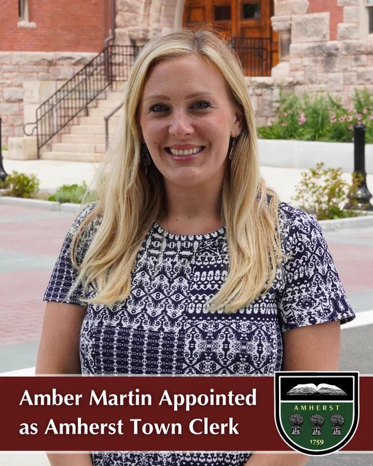 Amber Martin standing in front of Town Hall.