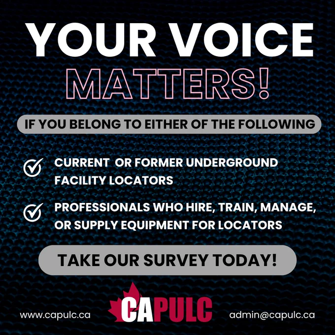 Work in the underground facility locating industry? Complete our survey! https://www.surveymonkey.com/r/DYF8QYP