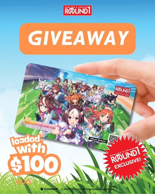 A Round1 Umamusume: Pretty Derby game card for a giveaway.