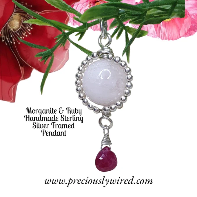 Feminine, handmade, Morganite and Ruby petite Sterling silver pendant. This and other handmade jewellery available at www.preciouslywired.com.

https://www.preciouslywired.com/product/morganite-ruby-sterling-silver-framed-pendant

