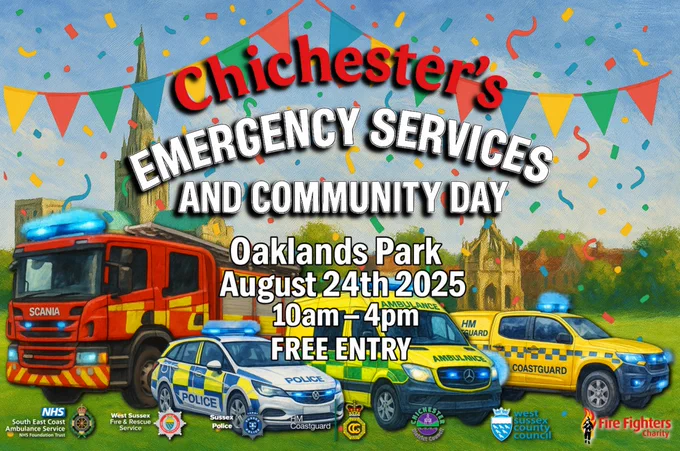 Chichester's Emergency Services and Community Day. Oaklands Park. 24 August 2025. 10am to 4pm. Free entry