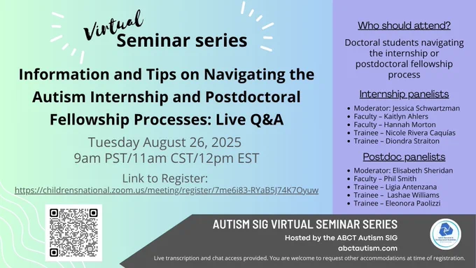 Flyer with information about the internship and postdoc Q&A session on Tuesday, August 26, 2025 at 9 AM PST. Zoom registration link is in the post.