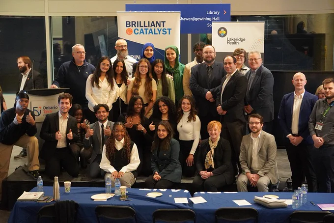 A group shot of participants in the Brilliant Catalyst Challenge in partnership with Lakeridge Health