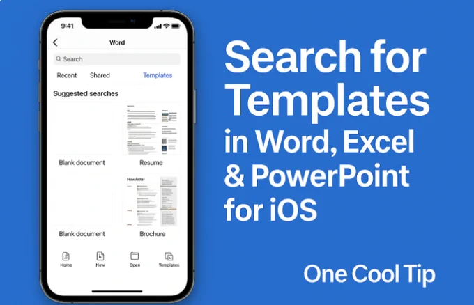 Search for Templates in Word Excel PowerPoint for iOS