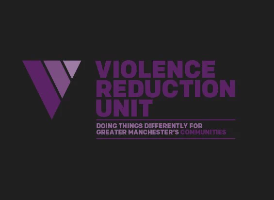 Image of the VRU logo which reads 'Violence Reduction Unit. Doing things differently for Greater Manchester's communities'.