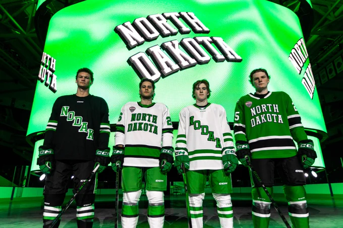 Photo reveal of the four new hockey jerseys featuring four student-athletes as models