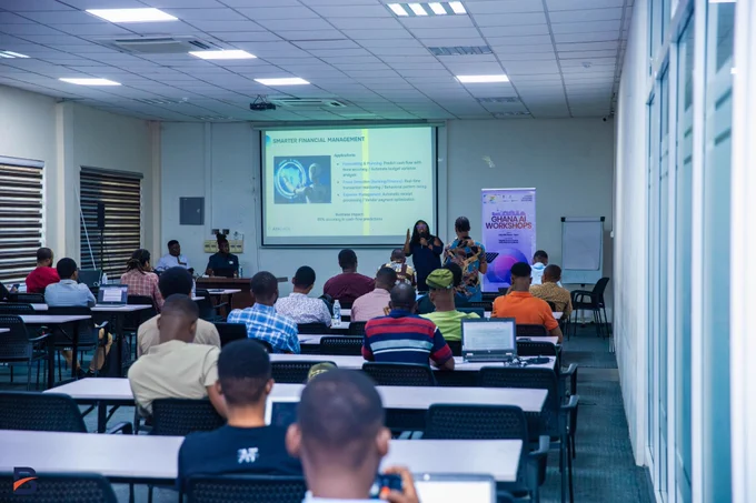 Dr Gillian Hammah addressing participants at the Ghana AI Workshops organised by Bridge Labs