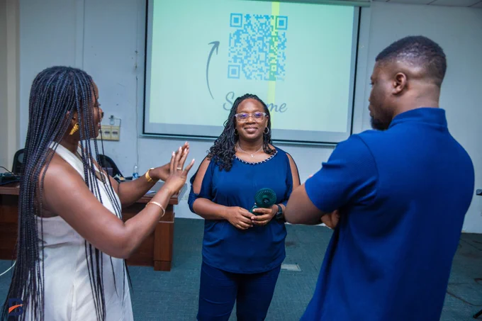 Dr Gillian Hammah, Afia Gyamera and others are networking at the Ghana AI Workshops organised by Bridge Labs
