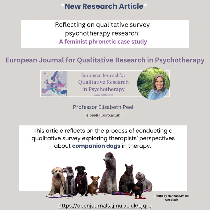 Post for new research article (details in original post). Photo of Liz and a pack of dogs.