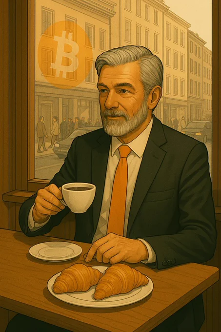 "Bitcoin: A taste of freedom with every sip and bite." ☕🥐🪙
