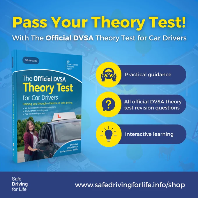 A graphic of the theory test book. 