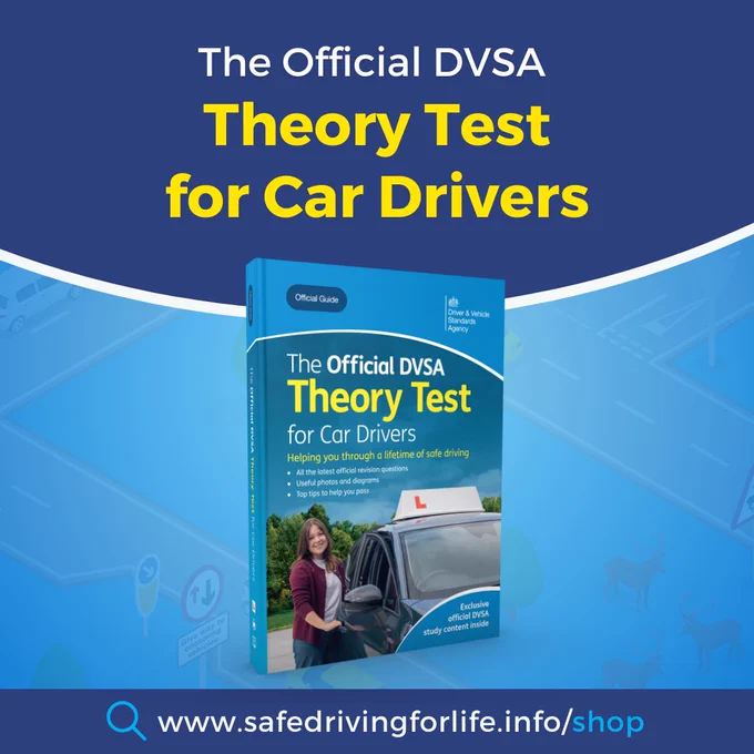 A graphic of the theory test book. 
