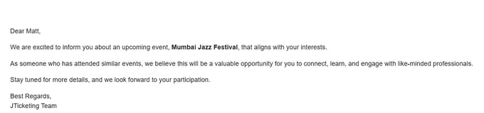 Notify newly added events to event attendees via email in JTicketing