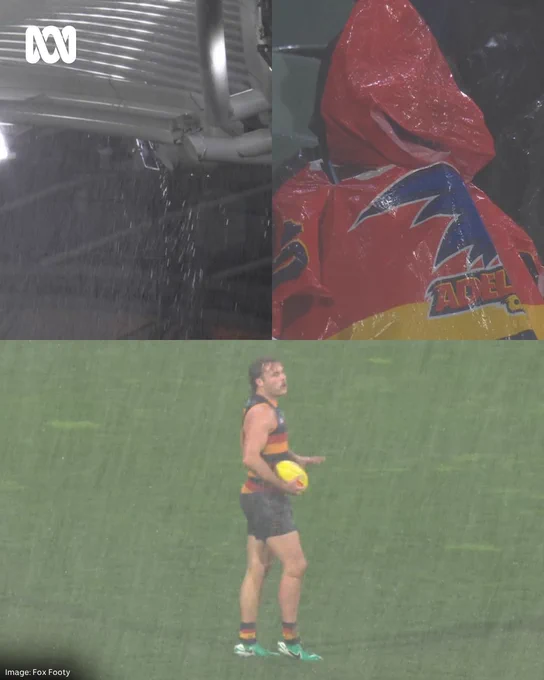 The rain pours down in sheets in Adelaide.