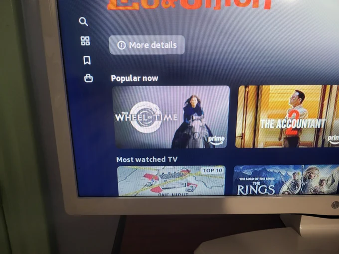 Screenshot of the Prime Video login screen with The Wheel of Time at the top of the 'Poplar Now' category.