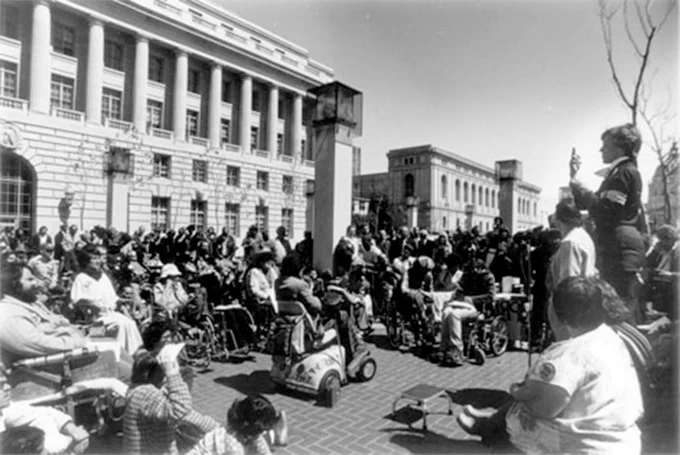 More than 500 people with disabilities and their allies attend an April 4, 1977 rally at the San Francisco Federal Building.

Image Credit: HolLynn D'Lil for the Paul K. Longmore Institute on Disability.