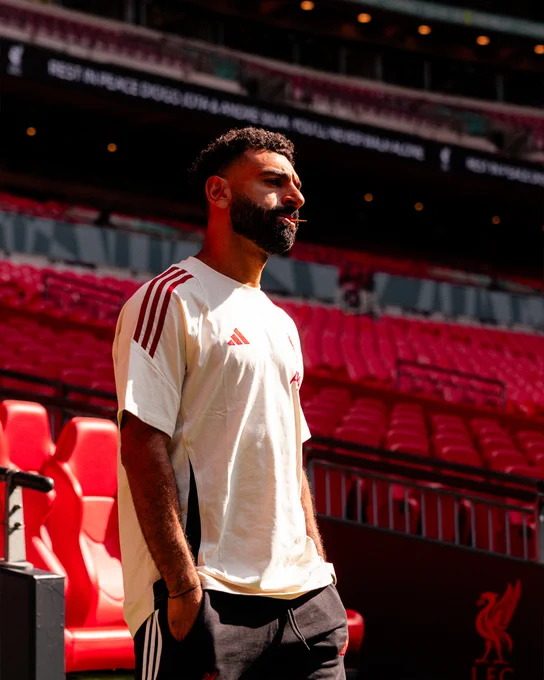 Photography of Mo Salah walking around Wembley ahead of the Community Shield.