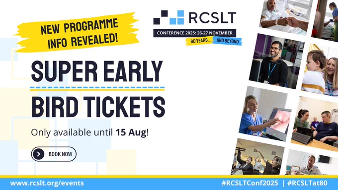 Graphic which reads: 'super early bird tickets. Only available until 15 Aug! Book now. New programme revealed. 