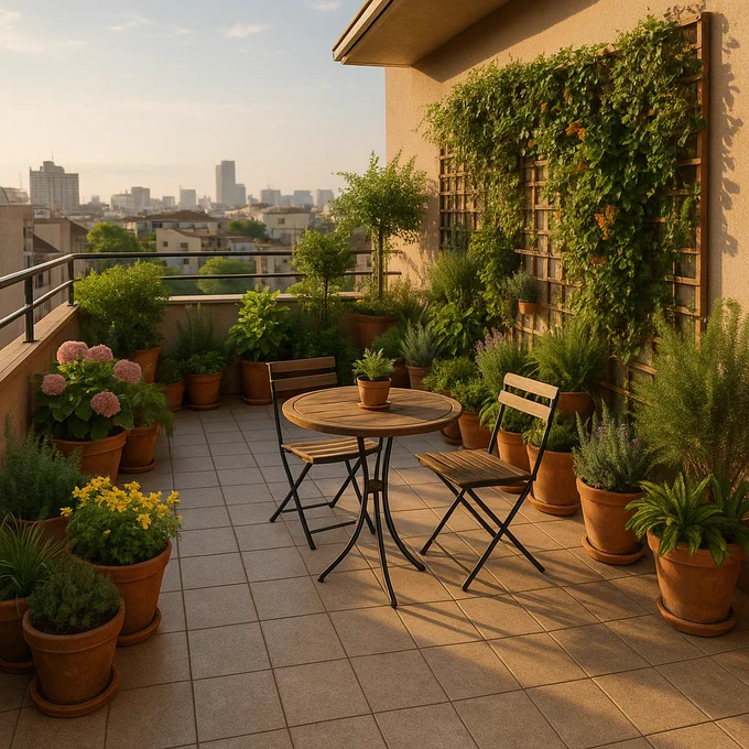 Sunlit terrace home garden