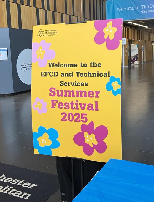 Sign reading 'Welcome to the EFCD and Technical Services Summer Festival 2025'