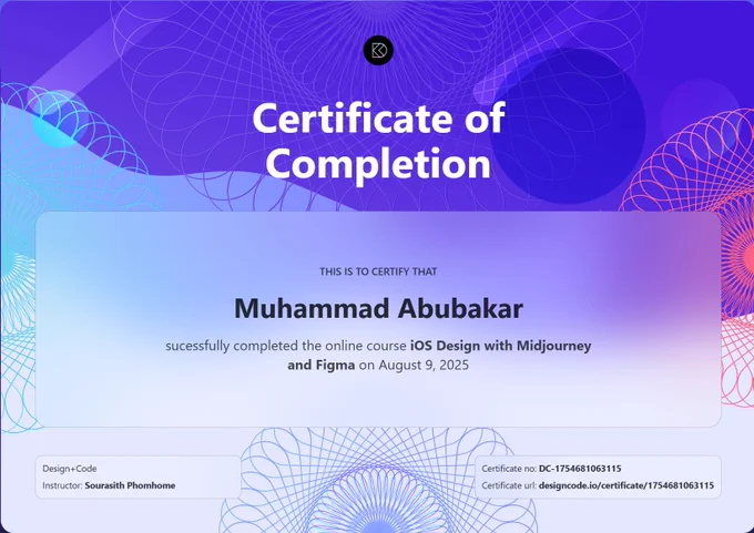 🎉 Just completed the "iOS Design with Midjourney and Figma" Certification! 