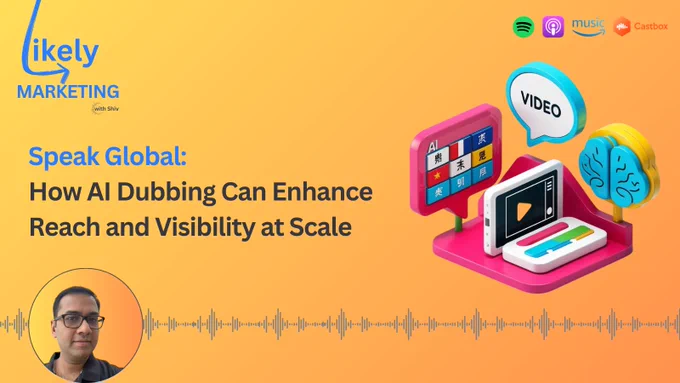 In this episode of Likely Marketing, host Shiv dives into the exciting world of AI speech dubbing. Learn how cutting-edge tools like Meta's Voicebox, OpenAI’s Whisper, and Google Translate are transforming content creation by enabling seamless multilingual dubbing. Discover how platforms like YouTube, TikTok, and Instagram are leading this innovation, empowering creators to expand their reach across borders.

Explore how brands, from Netflix to Coca-Cola, are leveraging AI to break language barriers, personalize campaigns, and connect with global audiences. But it's not all smooth sailing—ethical and technical challenges like voice misuse, cultural nuances, and regulatory hurdles loom large.

Join us as we unpack the opportunities and complexities of AI dubbing and its implications for marketers, creators, and brands worldwide.