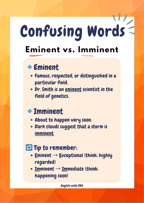 Eminent vs Imminent