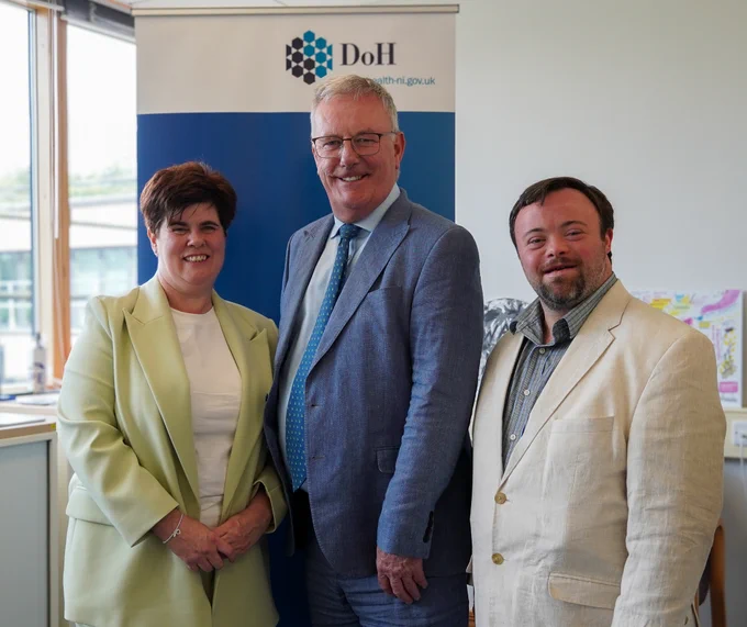 Pictured left to right: Joanne McDonald Disability Inclusion Officer – Mencap NI, Health Minister Mike Nesbitt, Dr James Martin MBE - Mencap NI Ambassador