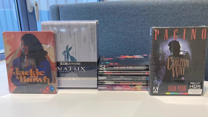 Jackie Brown (4K Steelbook)
The Matrix 4-Film Deja Vu (4K UHD & Blu-ray Boxset)
The Long Kiss Goodnight (4K, Arrow)
Carlito's Way (4K, Arrow)
Hannibal (4K)
Black Panther: Wakanda Forever (4K)
The Black Phone (4K)
Guardians Of the Galaxy: Volume 3 (4K)
