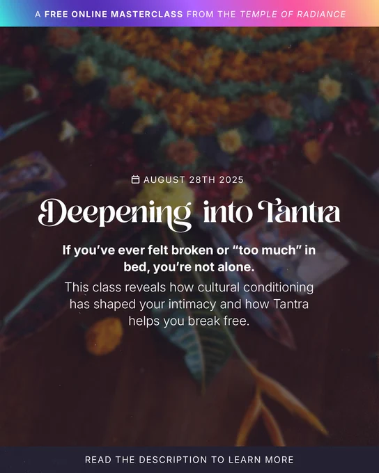 Live Tantra masterclass with Grethe Fremo on social and sexual deconditioning, hosted by Temple of Radiance