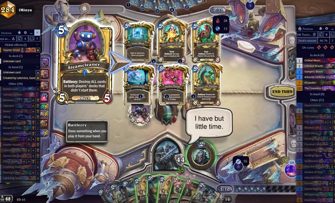 BabyBear playing Steamcleaner after opponent finished the Warrior Quest