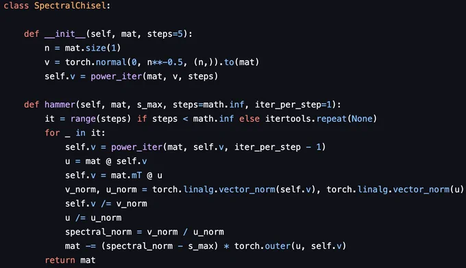 Spectral chisel implementation