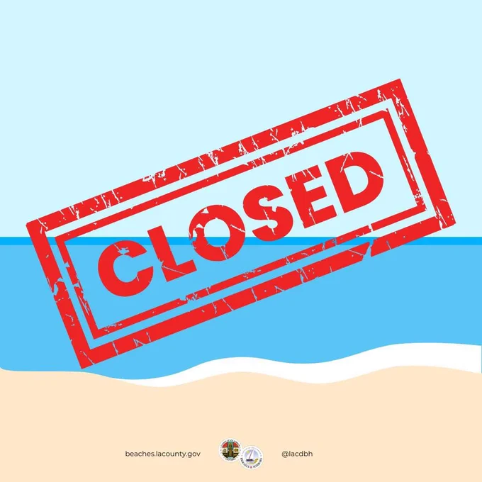 Beach with CLOSED stamp