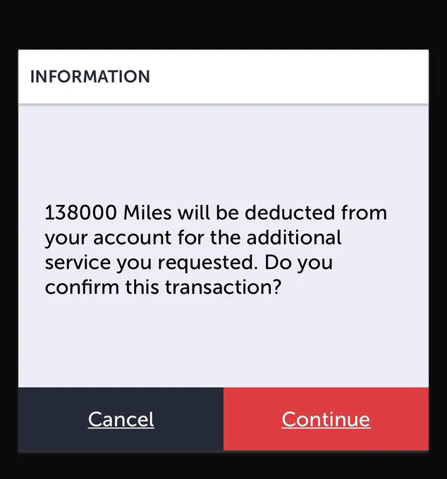 Trying to pay with miles for my seat selection wants to charge 138000 miles.