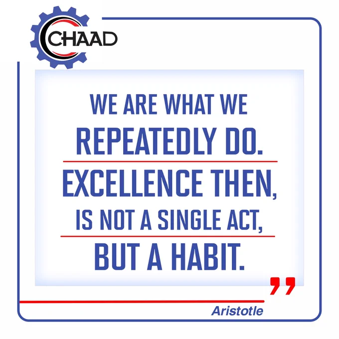 Excellence isn’t a moment; it’s how we move, think, build and deliver every single day.

Here at CHAAD, it’s more than a core value; it’s our mindset, the way we work, and the standard we hold ourselves to, 𝐂𝐎𝐍𝐒𝐈𝐒𝐓𝐄𝐍𝐓𝐋𝐘.

Because when excellence becomes a habit, the results speak for themselves. Just like our motto says, “𝙀𝙭𝙘𝙚𝙡𝙡𝙚𝙣𝙘𝙚 𝙍𝙚𝙙𝙚𝙛𝙞𝙣𝙚𝙙; 𝙎𝙤𝙡𝙪𝙩𝙞𝙤𝙣 𝘼𝙨𝙨𝙪𝙧𝙚𝙙...”
#OperationalExcellence #ConsistencyIsKey #ExcellenceRedefined #SolutionAssured #CHAAD