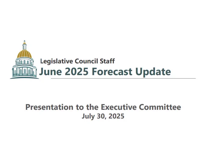 First slide from Legislative Council Staff's June 2025 Forecast Update slidedeck.