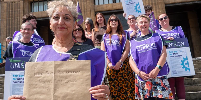 Mind counsellors with a letter to Lord Mayor of Norwich Paul Kendrick, who has made Norfolk and Waveney Mind his civic charity this year