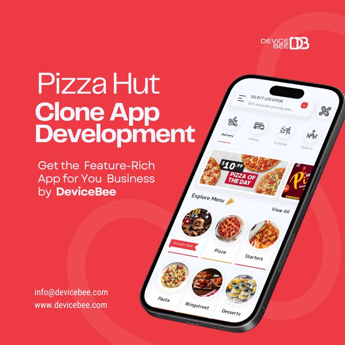 Dreaming of launching a pizza delivery brand like Pizza Hut? 🍕
With DeviceBee, the best app development company Dubai, you can now build your own feature-rich Pizza Hut clone app – fast, flexible, and built to scale!

Our white-label food delivery solution offers:
✅ Customizable pizza builder (toppings, size, crust)
✅ Real-time order tracking & delivery status
✅ Easy online payments & offers
✅ Customer loyalty & coupons
✅ Admin & kitchen dashboards
✅ iOS & Android apps   web panel

Launch your own branded pizza delivery app and compete with the biggest names in food delivery!
Let’s cook up success together with DeviceBee.
https://www.devicebee.com

#PizzaDeliveryApp #PizzaHutClone #FoodDeliveryApp #BestAppDevelopmentCompanyDubai #DeviceBeeAppDevelopmentDubai #PizzaAppDevelopment #OnDemandFoodApp