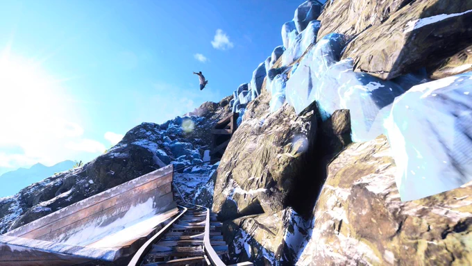 Yuto Horigome jumping over a minecart track in Canada