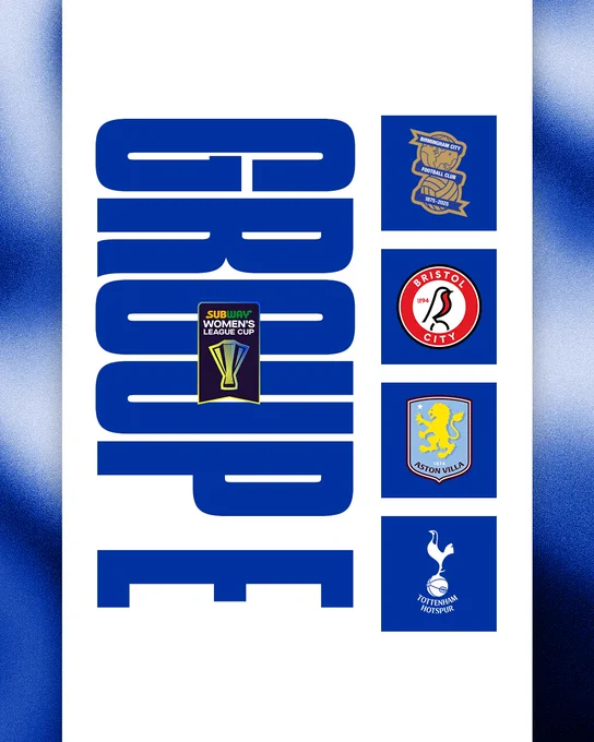 Group E graphic with Birmingham City, Bristol City, Aston Villa and Spurs.