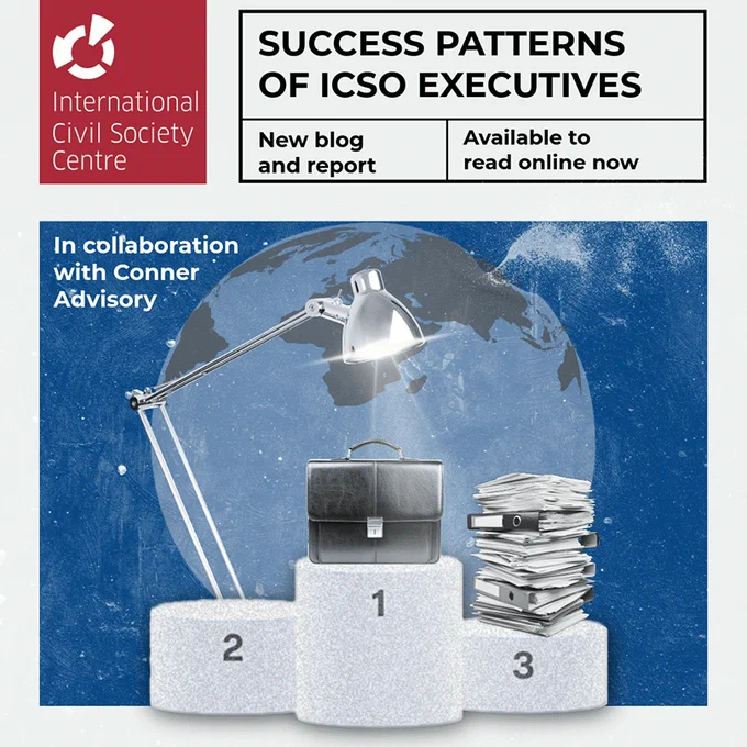 Graphic banner with text promoting new blog and report stating: Success Patterns of ICSO Executives - in collaboration with Conner Advisory - available to read online now. 
