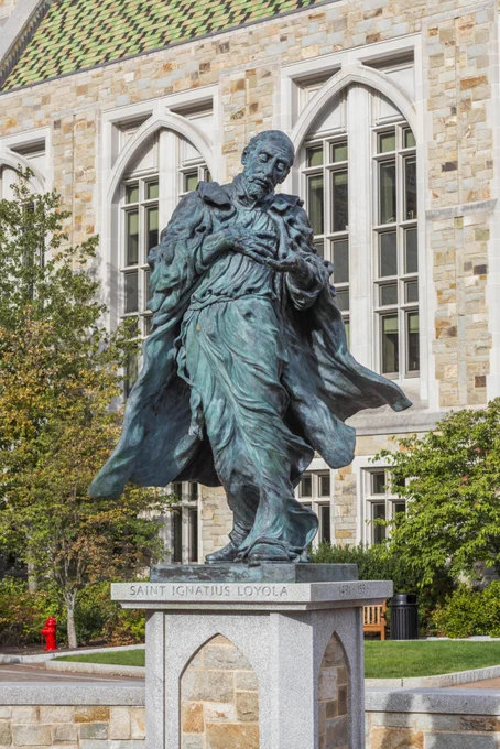 St. Ignatius Statue in front of Higgins Hall