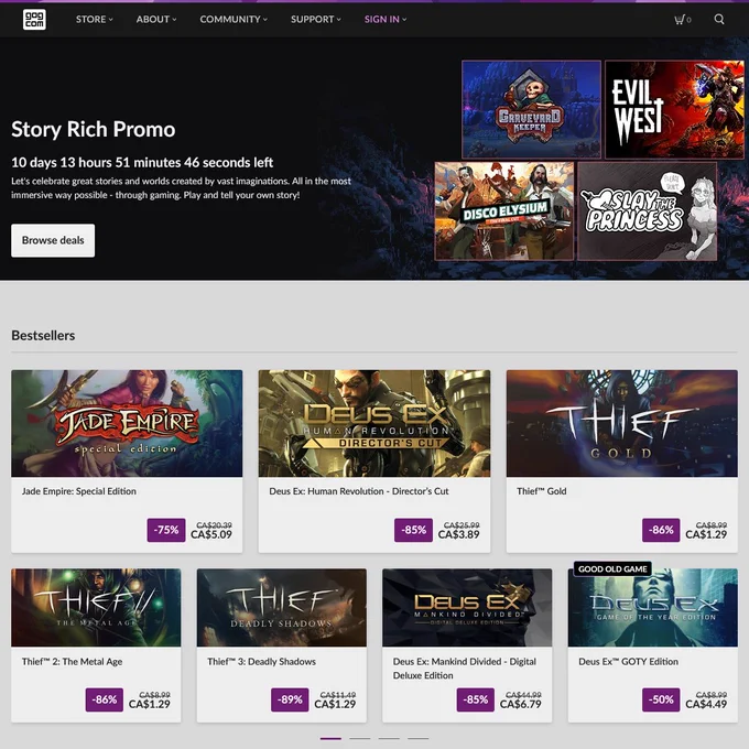 Story Rich promo page on GOG.com
