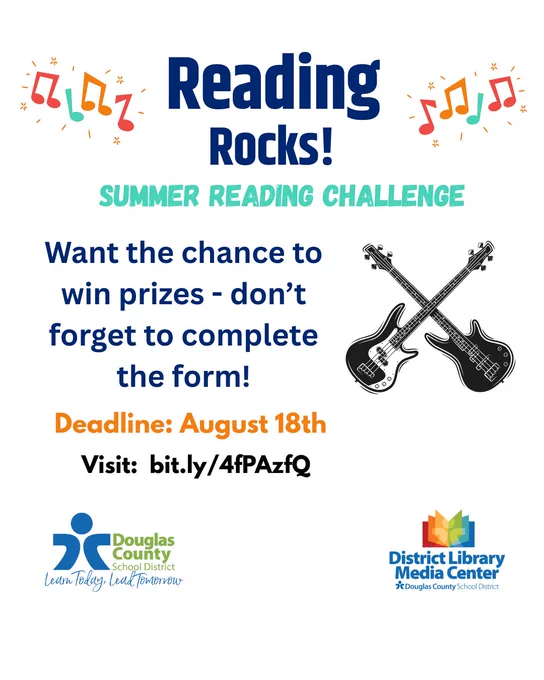 Remember all DCSD Staff & Students can participate! Turn in your reading logs to your school librarian or complete the online form. bit.ly/4fPAzfQ. 