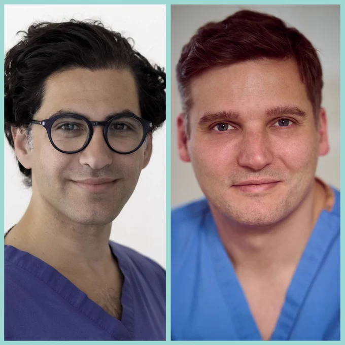 Prof Harith Akram, UCLH consultant
neurosurgeon and Mr William Muirhead, UCLH consultant neurosurgeon