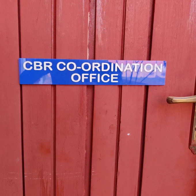 Door label reading "CBR coordination office"