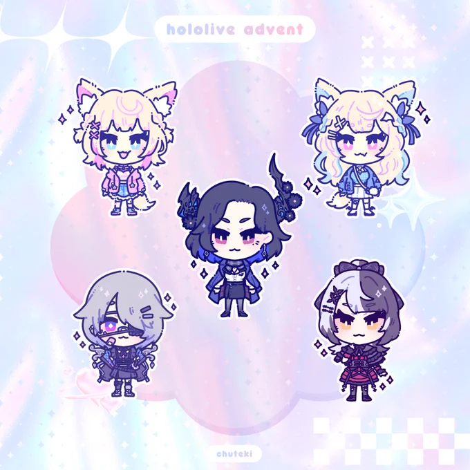 Illustration of chibi versions of HoloAdvent
