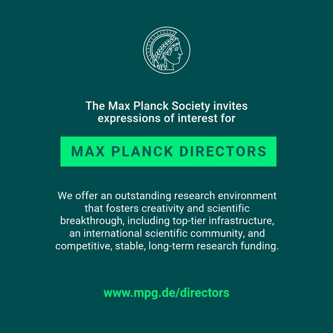 Open Call for Expressions in Interest in Max Planck Directorships, August 1 - October 31, 2025