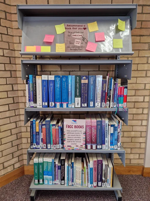 Books lined up on shelves.