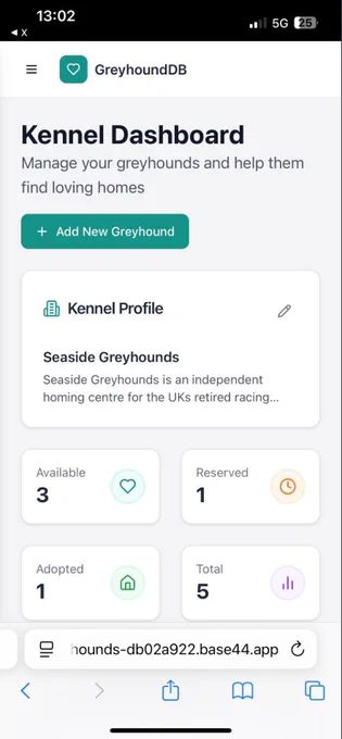 A screenshot of a new kennel management system. It's  a monotone colour scheme with hints of turquoise green in the buttons & logo